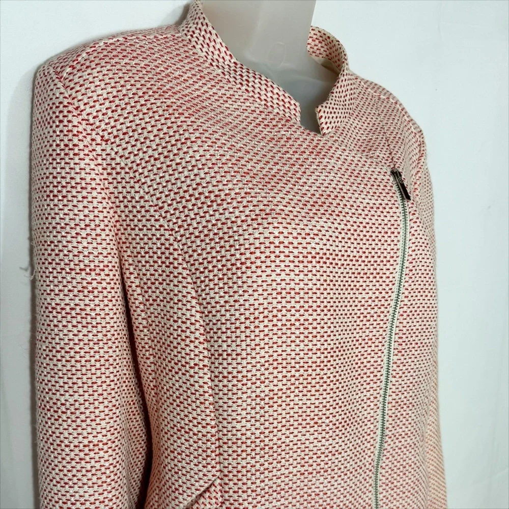 Classiques Entier | Front Zip Moto Blazer In Red Honey Tweed